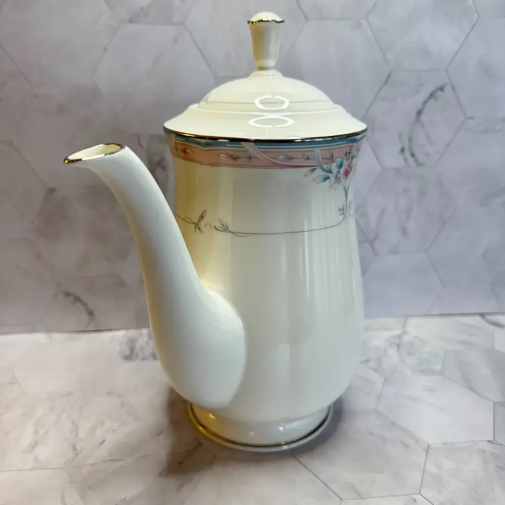 LENOX Debut Collection Tea Coffee Pot & Lid Emily Pattern Discontinued Japan EUC